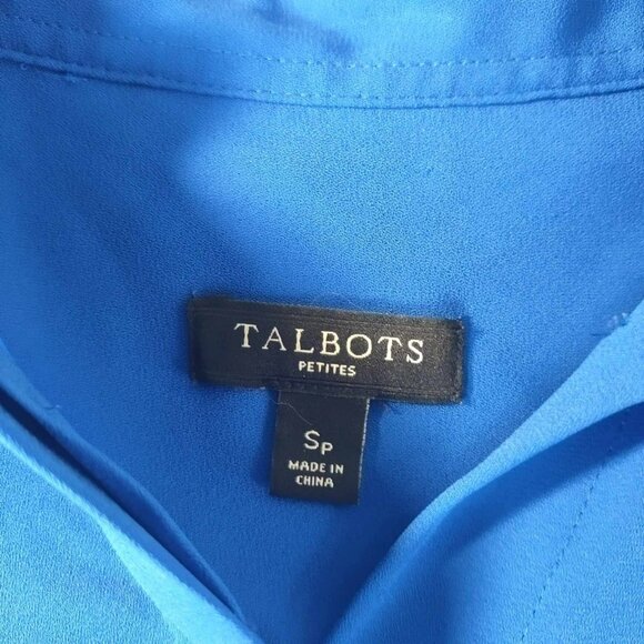 Talbots Petites Cobalt Sleeveless High Low Blouse SP Office Layer Summer Top - Picture 2 of 11